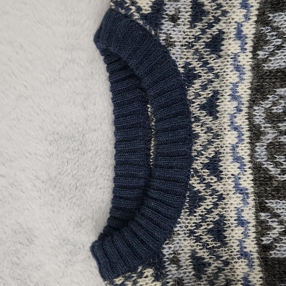 NWT FLOSS Icelandic pure wool blue and white sweater size M - Picture 7 of 11